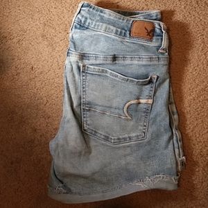 Light wash jean shorts